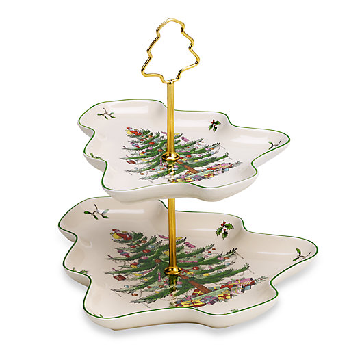 Alternate image 1 for Spode® Christmas Tree 2-Tier Serving Tray