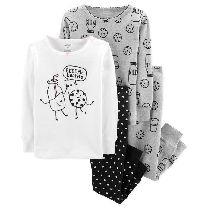 carter's® 4Piece Milk and Cookies Pajama Set in Black/White buybuy BABY