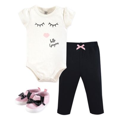 Little Treasures Size 9-12M 3-Piece Gorgeous Bodysuit, Pant and Shoe Set in Pink