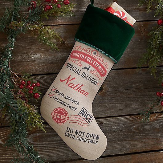 Alternate image 1 for Special Delivery From Santa Personalized Christmas Stocking