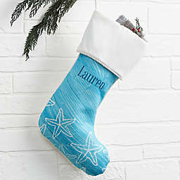 Coastal Home Personalized Christmas Stocking in Ivory