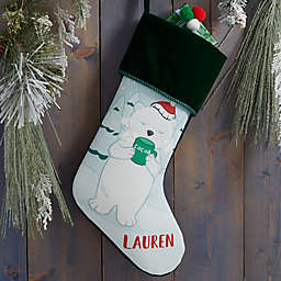 Whimsical Winter Characters Personalized Christmas Stocking in Green