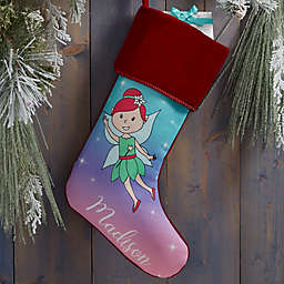 Fairy Personalized Christmas Stocking in Burgundy
