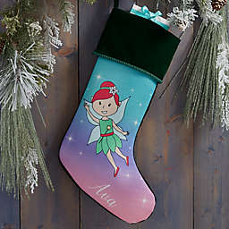 Fairy Personalized Christmas Stocking in Green