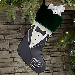 Bride & Groom Personalized Christmas Stocking in Green