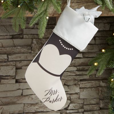 Bride &amp; Groom Personalized Christmas Stocking in Ivory