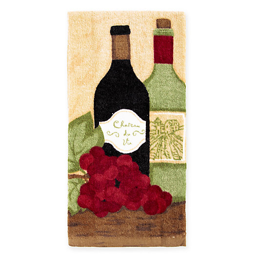 Alternate image 1 for KitchenSmart® Colors Painterly Grapes and Wine Fiber Reactive Kitchen Towel in Paprika