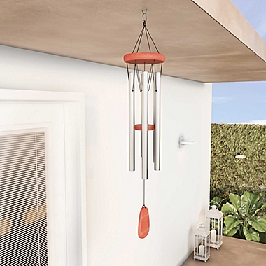 Pure Garden 28-Inch Metal and Wood Wind Chime in Silver. View a larger version of this product image.