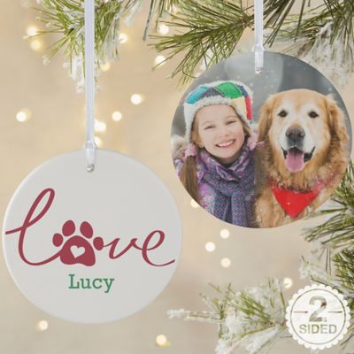 2-Sided Matte Love Has 4 Paws Personalized Dog Ornament- Large