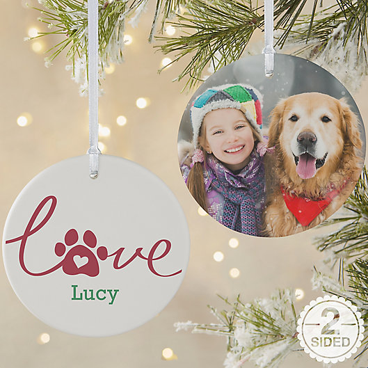 Alternate image 1 for 2-Sided Matte Love Has 4 Paws Personalized Dog Ornament- Large