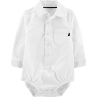 baby button down shirt onesie white