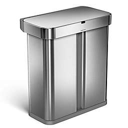 simplehuman® 58-Liter Voice Activated Dual Recycling Trash Can in Brushed Stainless Steel