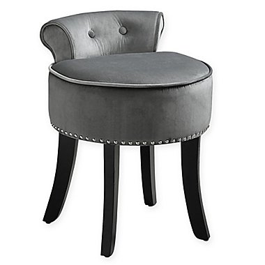 Inspired Home Velvet Delia Chair in Light Grey. View a larger version of this product image.