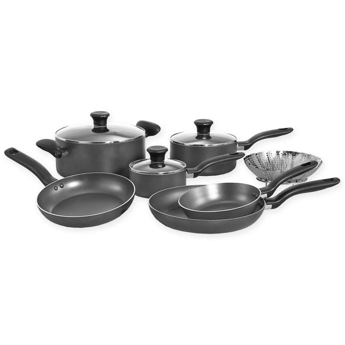 T-Fal® Initiatives Nonstick 10-Piece Cookware Set in Black  Bed Bath & Beyond