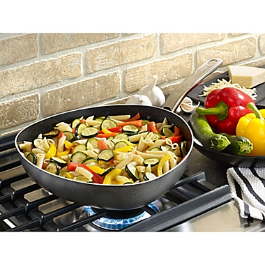 T-Fal&reg; HeatMaster Nonstick 4 qt. Triangle Pan in Black/Blue. View a larger version of this product image.