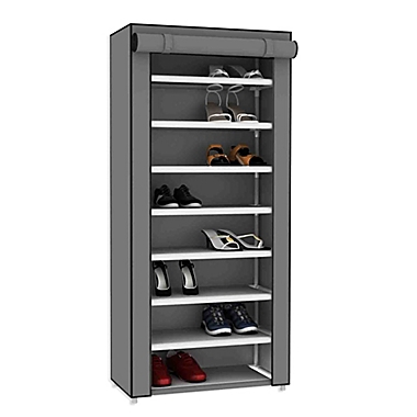 Sunbeam&reg; 8-Tier Covered Shoe Rack in Grey. View a larger version of this product image.
