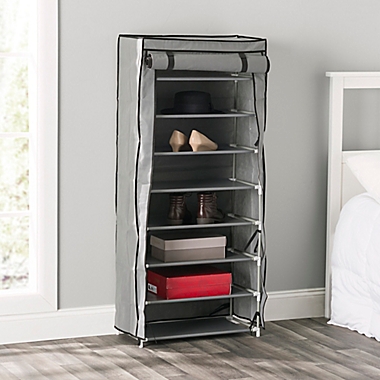 Sunbeam&reg; 8-Tier Covered Shoe Rack  in Grey. View a larger version of this product image.