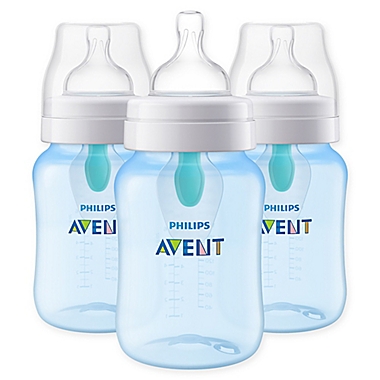 Philips Avent 3-Pack 9 fl. oz. Anti-Colic Baby Bottles with Insert in Blue. View a larger version of this product image.
