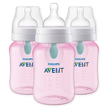 Philips Avent 3-Pack 9 fl. oz. Anti-Colic Baby Bottles with Insert in Pink. View a larger version of this product image.