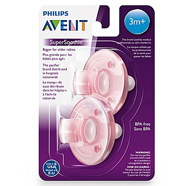 Philips Avent 2-Pack Soothie 3M+ Pacifiers in Pink. View a larger version of this product image.