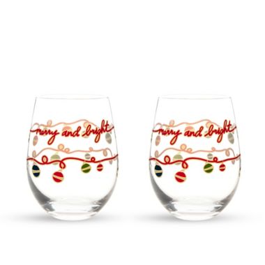Vera Bradley&reg; Ornament Stemless Wine Glass (Set of 2). View a larger version of this product image.