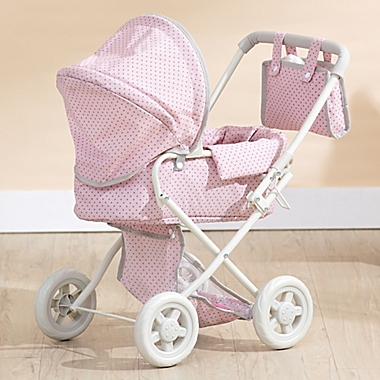 Olivia&#39;s Little World Polka Dots Princess Baby Doll Stroller in Pink/Grey. View a larger version of this product image.