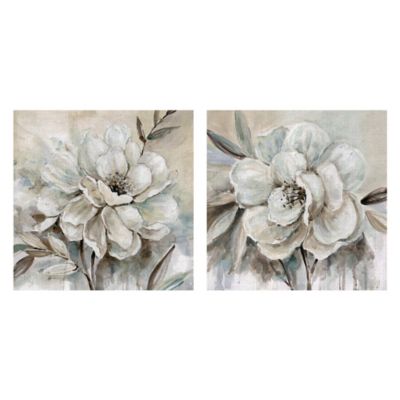 Masterpiece Art Gallery 2-Piece Neutral Bloom I &amp; II Square Canvas Wall Art