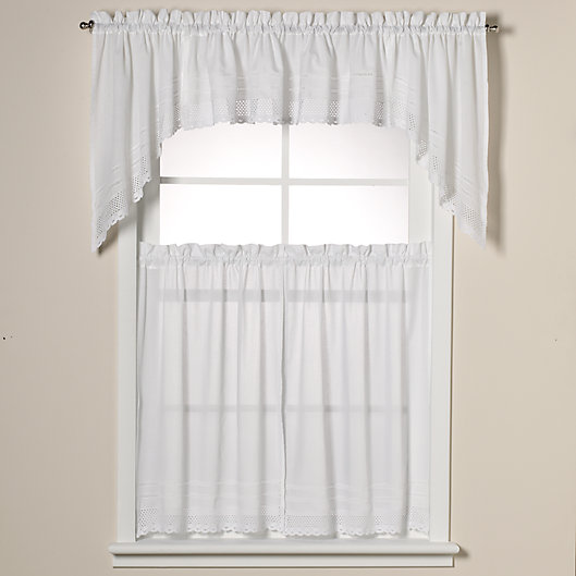 36" White Crochet Lace Kitchen Cafe Window Curtain Valance Wedding 16" length 