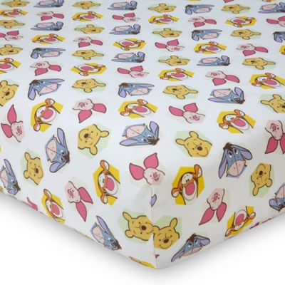 Disney&reg; Peeking Pooh Fitted Crib Sheet in Yellow