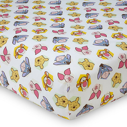 Alternate image 1 for Disney® Peeking Pooh Fitted Crib Sheet in Yellow