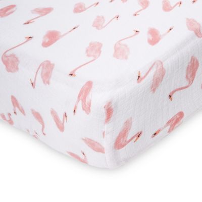 aden + anais&trade; essentials Swan Fitted Crib Sheet in Pink