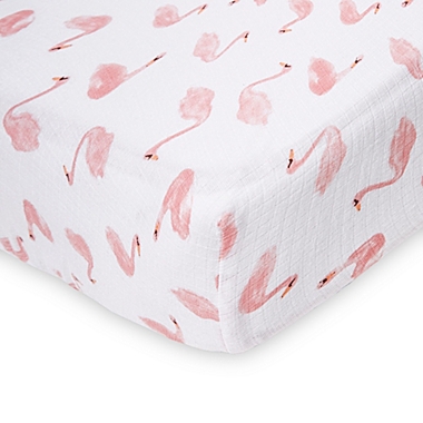 aden + anais&trade; essentials Swan Fitted Crib Sheet in Pink. View a larger version of this product image.