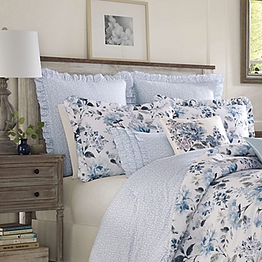 Laura Ashley&reg; Chloe European Pillow Sham in Blue. View a larger version of this product image.