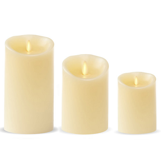 Alternate image 1 for Luminara® Real-Flame Effect Pillar Candle in Ivory