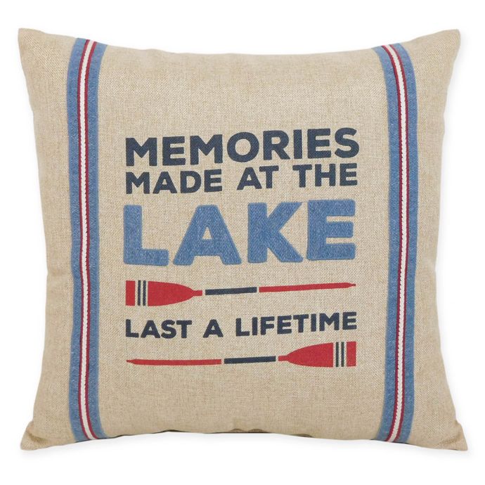 Lifetime Memories Square Throw Pillow in Natural Bed Bath & Beyond