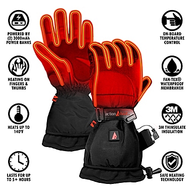 ActionHeat&trade; Women&#39;s Medium 5V Battery Heated Snow Gloves in Black. View a larger version of this product image.