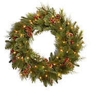 Best Artificial 60cm Red Decorated Christmas Wreath Outdoor LED Battery Lights 