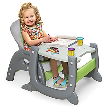 Badge Basket Envee II Baby High Chair in Grey/Green. View a larger version of this product image.