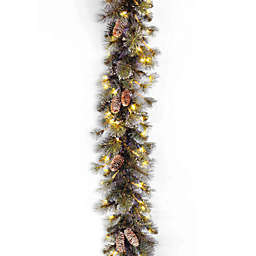 National Tree Company 9-Foot Glitter Pine Pre-Lit Garland with Clear Lights