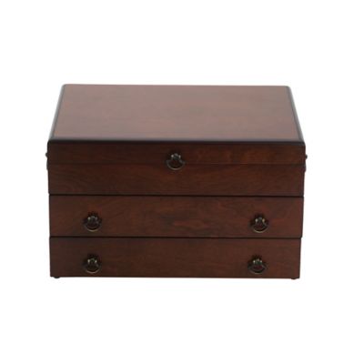 Details about   Flatware Silverware Anti-Tarnish Wood Wooden Storage Box Chest w/Drawer 