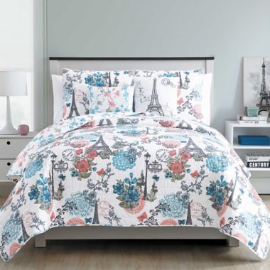 VCNY Home 5-Piece Eiffel Quilt Set in Pink/Blue | Bed Bath & Beyond