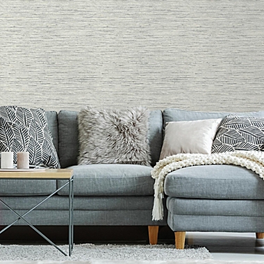 RoomMates&reg; Grasscloth Peel &amp; Stick Wallpaper in Grey. View a larger version of this product image.