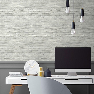 RoomMates&reg; Grasscloth Peel &amp; Stick Wallpaper in Grey. View a larger version of this product image.
