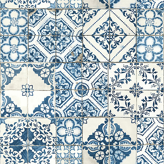 Alternate image 1 for RoomMates® Mediterranean Tile Peel & Stick Wallpaper in Blue