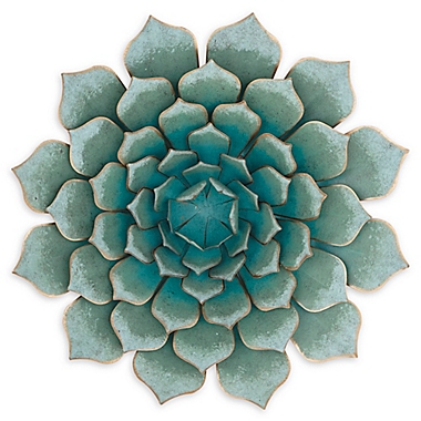 Ridge Road D&eacute;cor Floral &amp; Botanical 23-Inch Square Metal Wall Art in Teal. View a larger version of this product image.