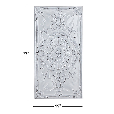 Ridge Road D&eacute;cor 19-Inch x 37-Inch Traditional Floral and Scroll Wall Art in White. View a larger version of this product image.