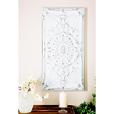 Ridge Road D&eacute;cor 19-Inch x 37-Inch Traditional Floral and Scroll Wall Art in White. View a larger version of this product image.
