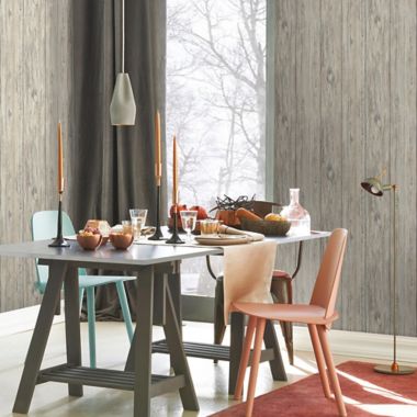 RoomMates® Mushroom Wood Peel & Stick Wallpaper in Grey | buybuy BABY