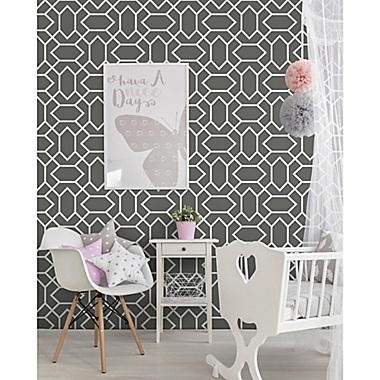 RoomMates&reg; Modern Geometric Peel &amp; Stick Wallpaper in Dark Grey. View a larger version of this product image.
