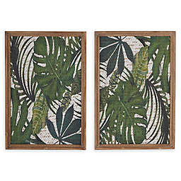 Natural Leaves 17-Inch x 25-Inch Framed Wall Art (Set of 2)